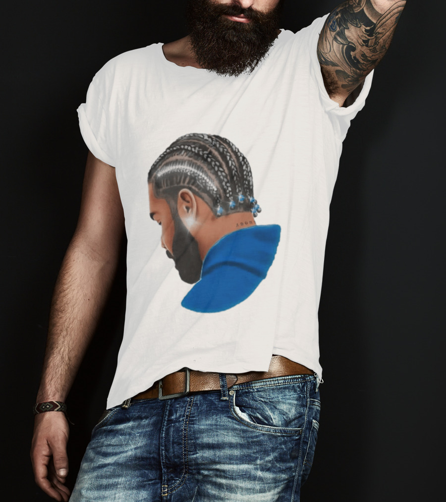 Drake Cornrow Braid Hairstyle Blue Sparkle T-Shirt