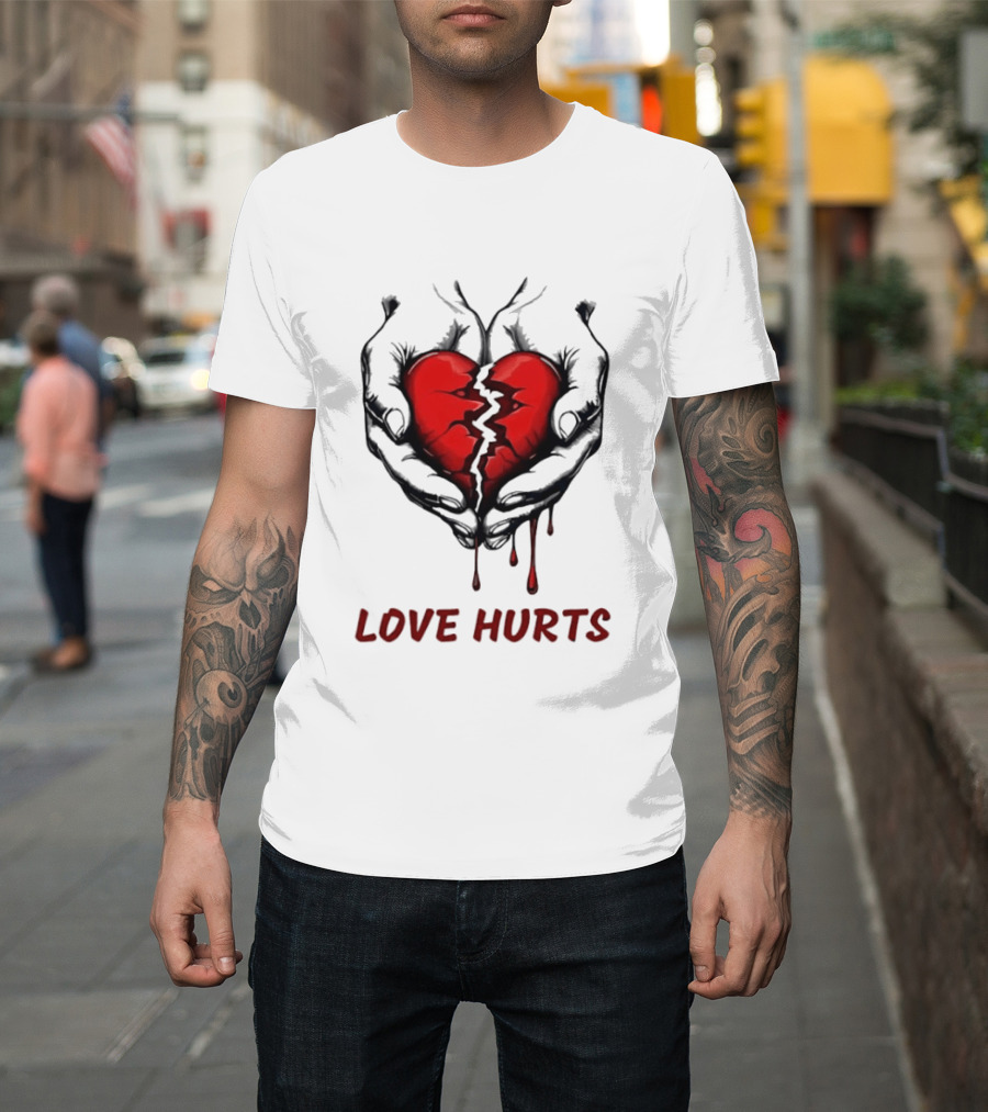 Love Hurts Bleeding Broken Heart Emotional Expression T-Shirt