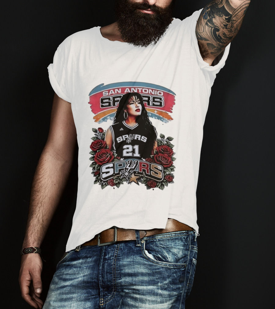 San Antonio Spurs 21 Selena Quintanilla Roses T-Shirt
