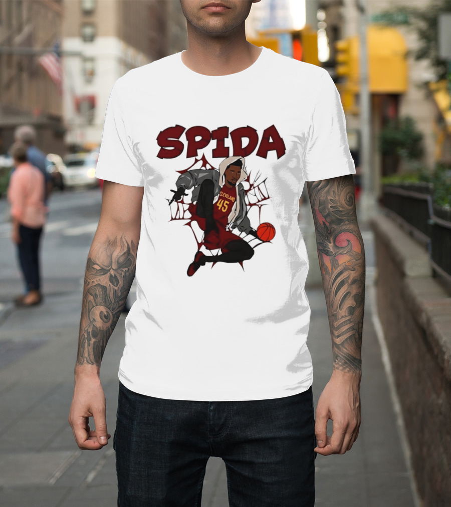 SPIDA Cleveland 45 Donovan Mitchell Basketball Spider Web T-Shirt