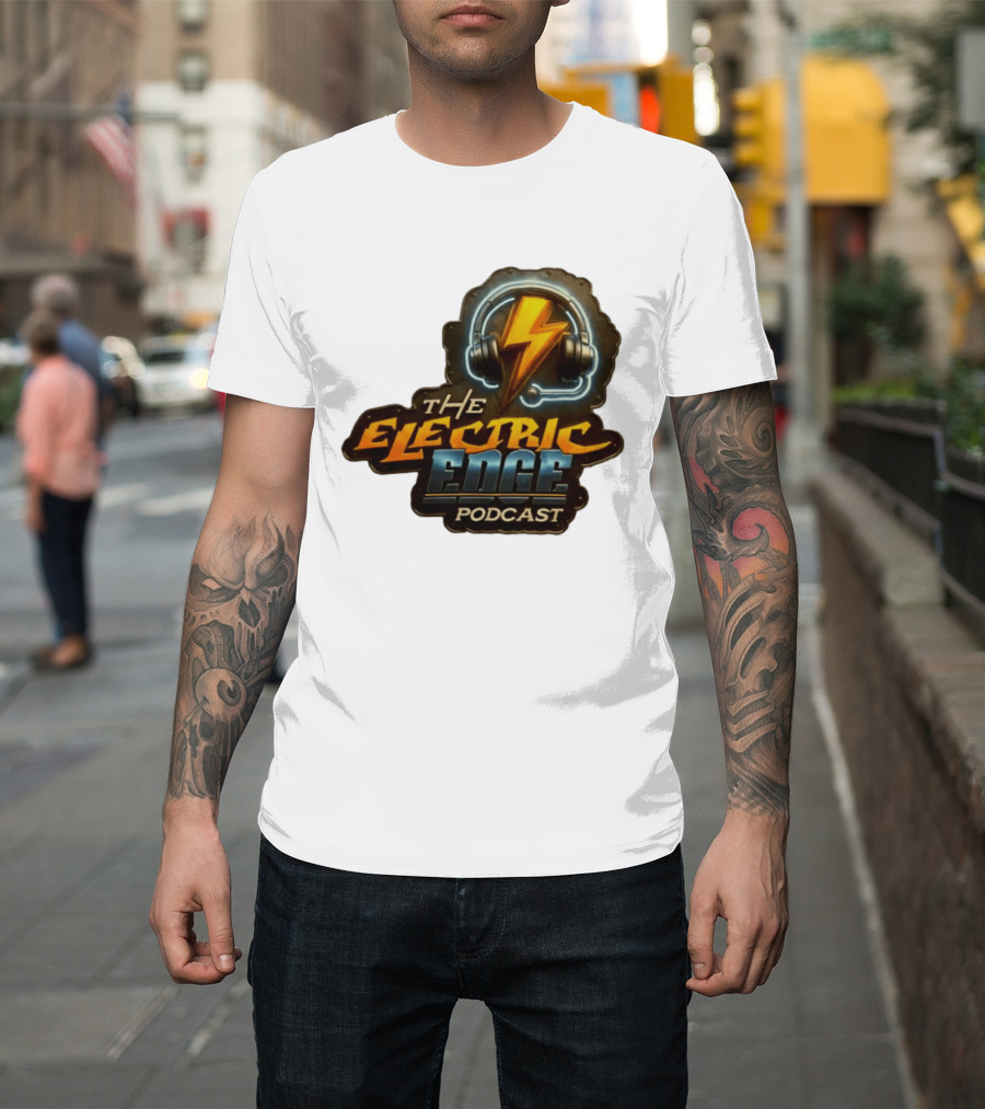 The Electric Edge Podcast Headphone Lightning Bolt T-Shirt