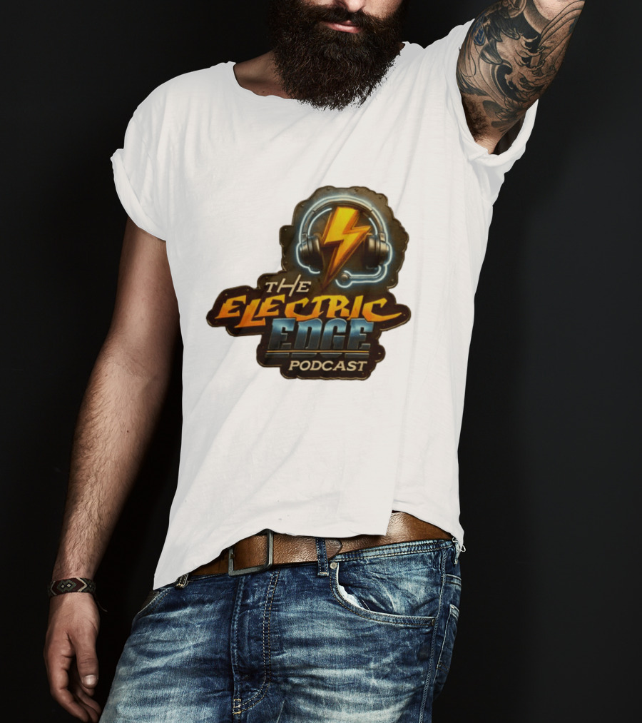 The Electric Edge Podcast Headphone Lightning Bolt T-Shirt