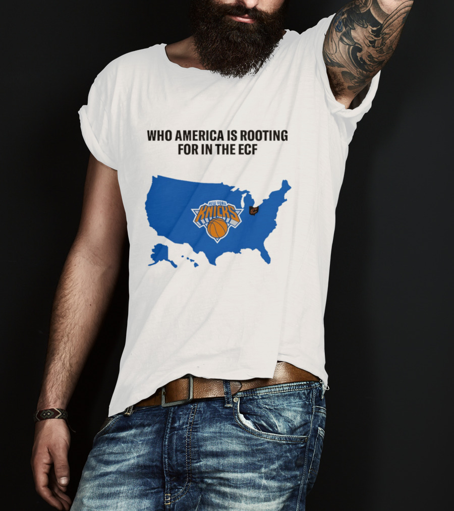 Who America Is Rooting For In The ECF Knicks USA Map Basketball T-Shirt