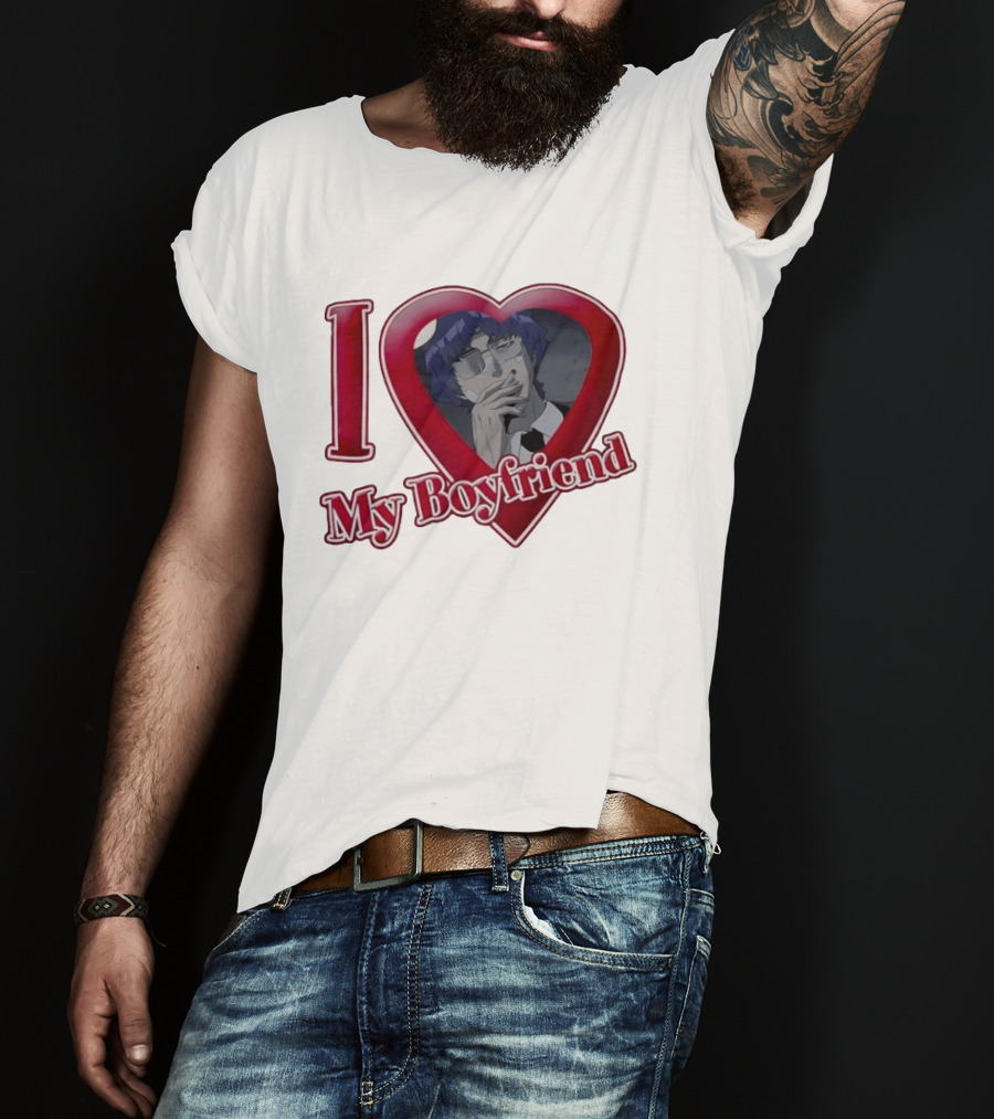 I Love My Boyfriend Heart Anime Style Wolf Keum Wind Breaker T-Shirt