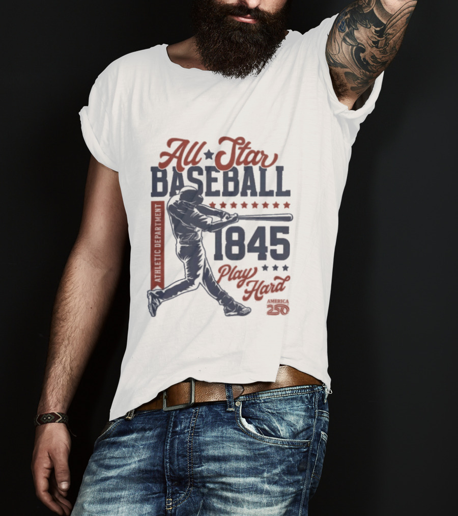 All Star Baseball 1845 Player Red Blue T-Shirt