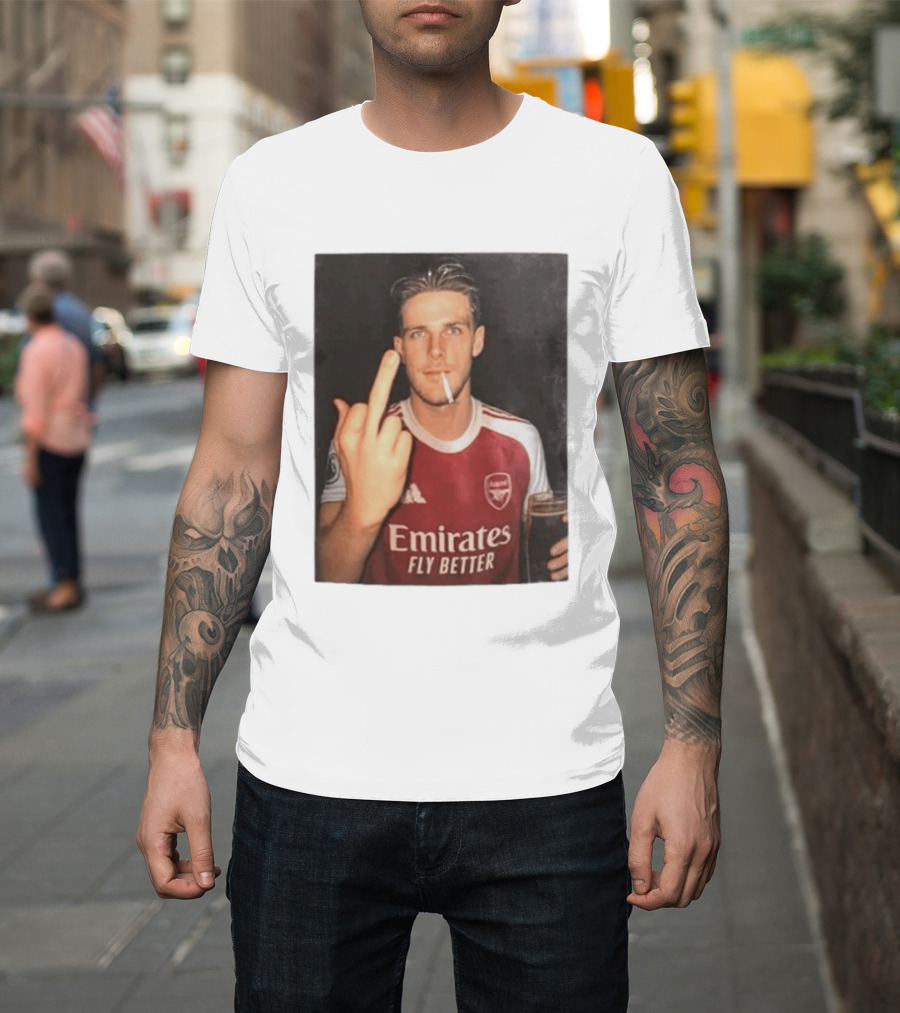 Emirates Fly Better Arsenal Middle Finger Smoking Soccer Player T-Shirt
