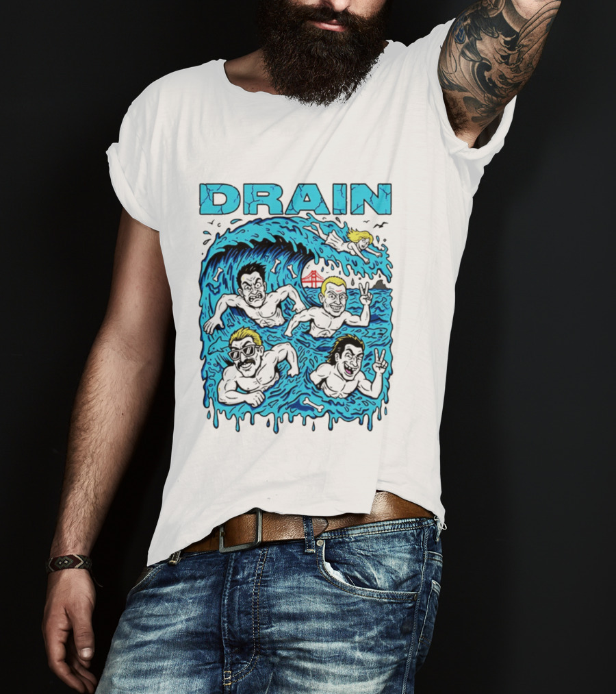 Drain Band Butthole Surfers Caricature Wave Surf T-Shirt