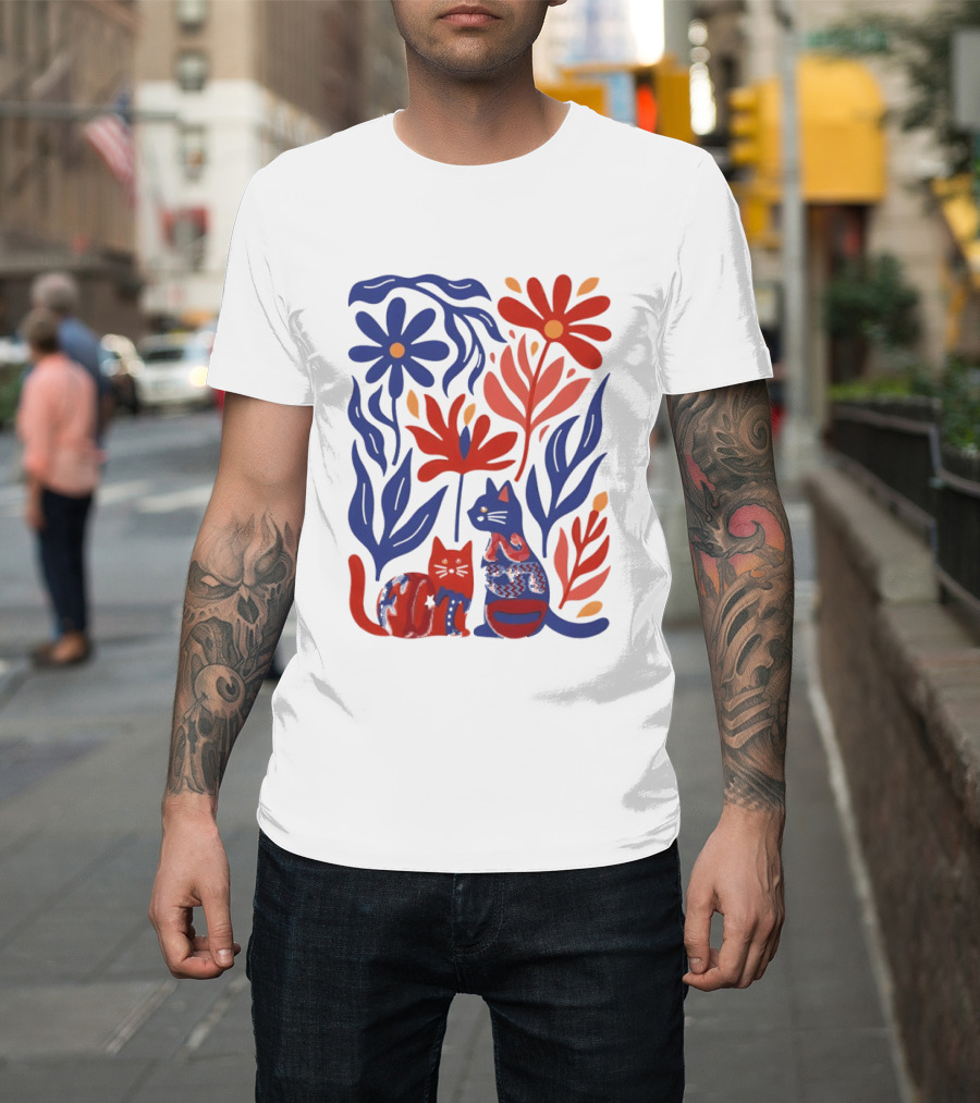 Subtle F Trump Cat Lover USA 250th Still Resisting Floral Cats T-Shirt
