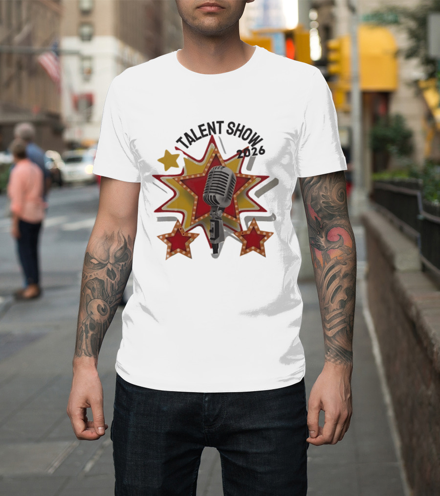 Talent Show 2026 Star Performer Mic And Stars T-Shirt