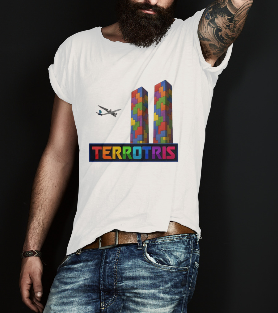 Terrortris Tetris Block Towers With Plane T-Shirt