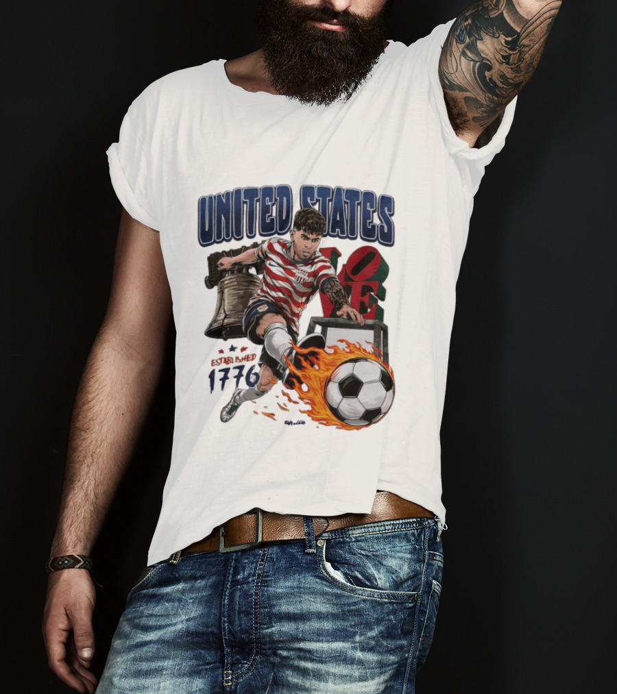 United States Love Park Philadelphia Soccer Player Liberty Bell 1776 T-Shirt