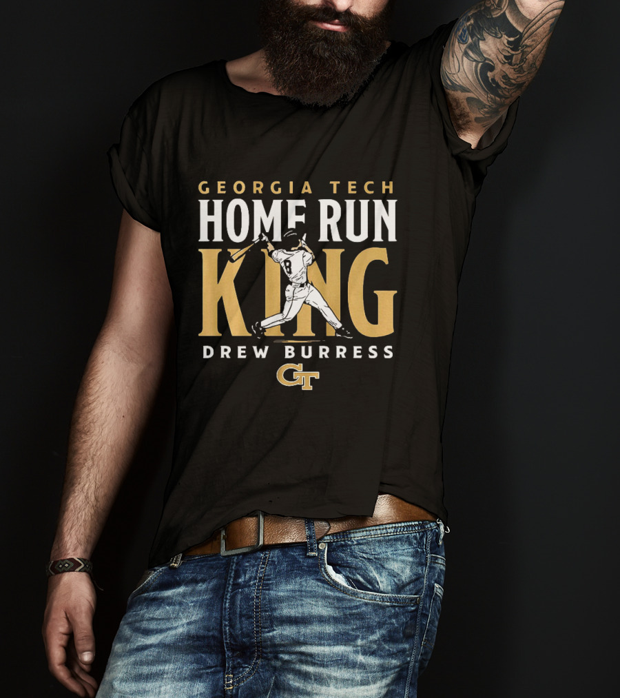Georgia Tech Yellow Jackets Home Run King Drew Burress Baseball Gt T-Shirt
