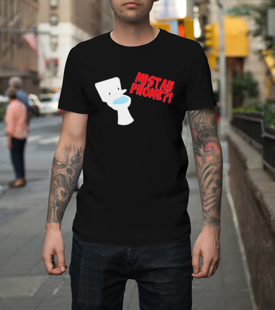 Mistah Phone Toilet Pun Illustration Humor T-Shirt