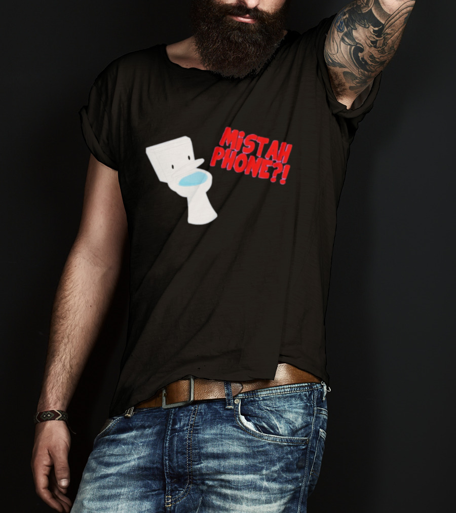 Mistah Phone Toilet Pun Illustration Humor T-Shirt