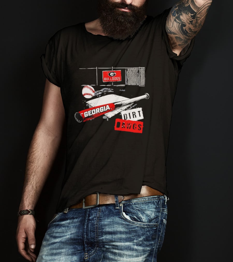 Georgia Bulldogs Baseball Dirt Dawgs Field Bat And Ball T-Shirt