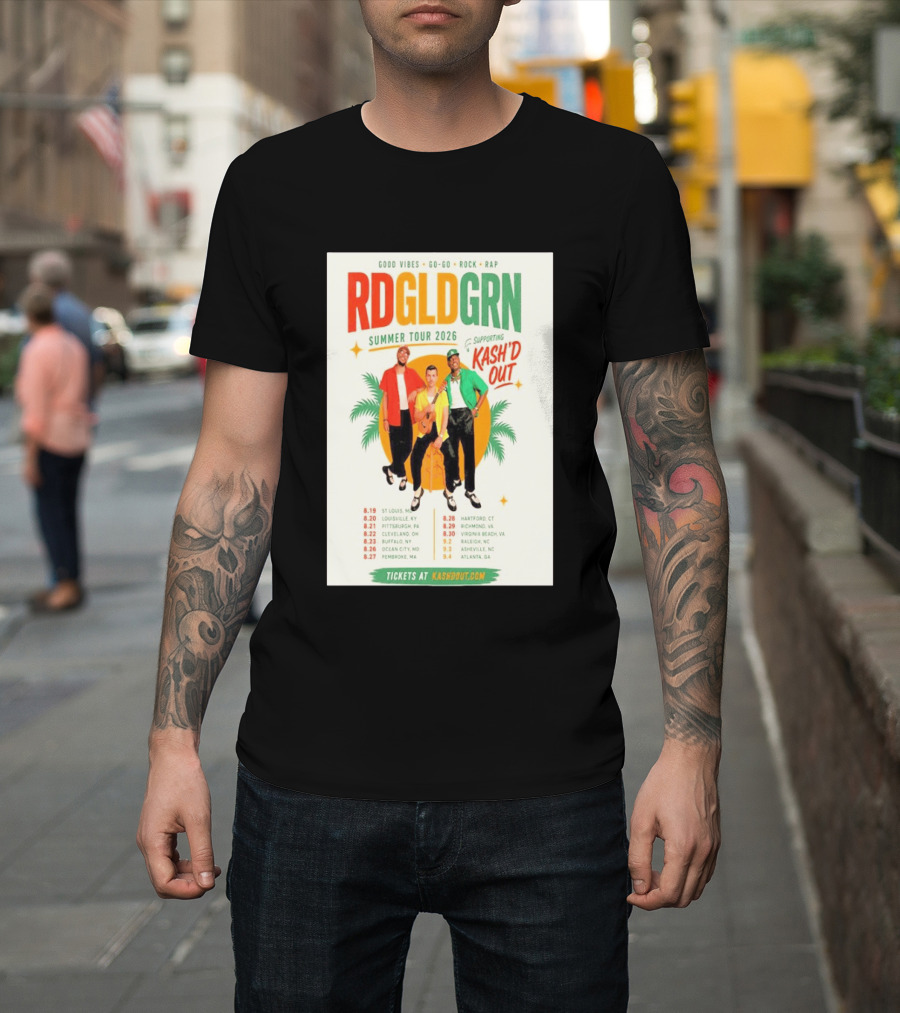 RDGLDGRN Summer Tour 2026 Good Vibes Go Go Rock Rap Supporting Kash'd Out T-Shirt