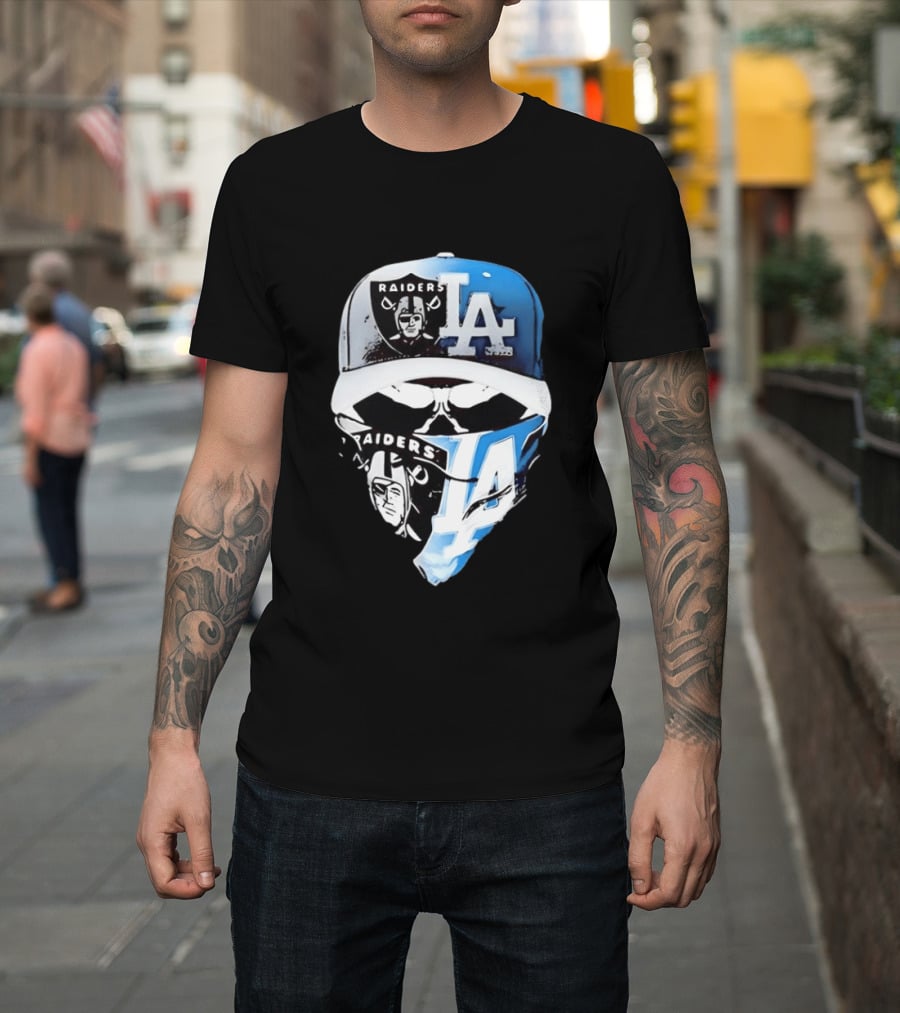 Las Vegas Raiders Los Angeles Dodgers Split Raiders LA T-Shirt