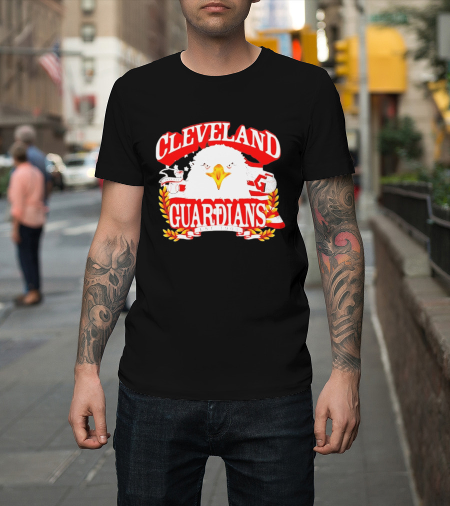 Cleveland Guardians Bald Eagle American Flag Baseball Est 1901 T-Shirt