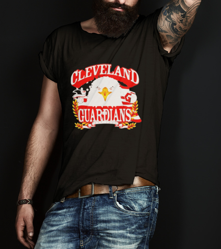 Cleveland Guardians Bald Eagle American Flag Baseball Est 1901 T-Shirt