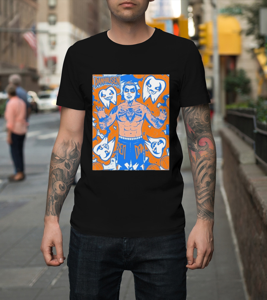 New York Knicks Danhausen Collaboration Uncursed Cartoon T-Shirt
