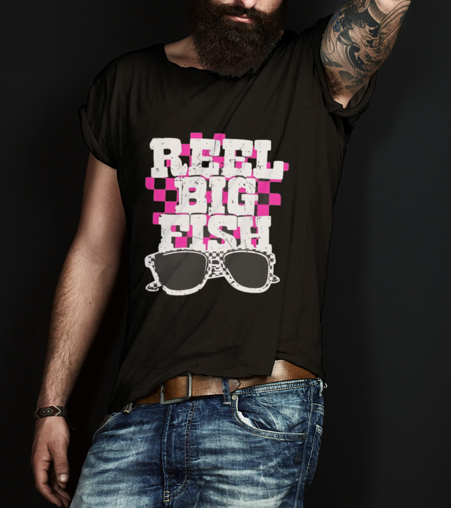 Reel Big Fish Checkered Sunglasses Pink Checkerboard T-Shirt