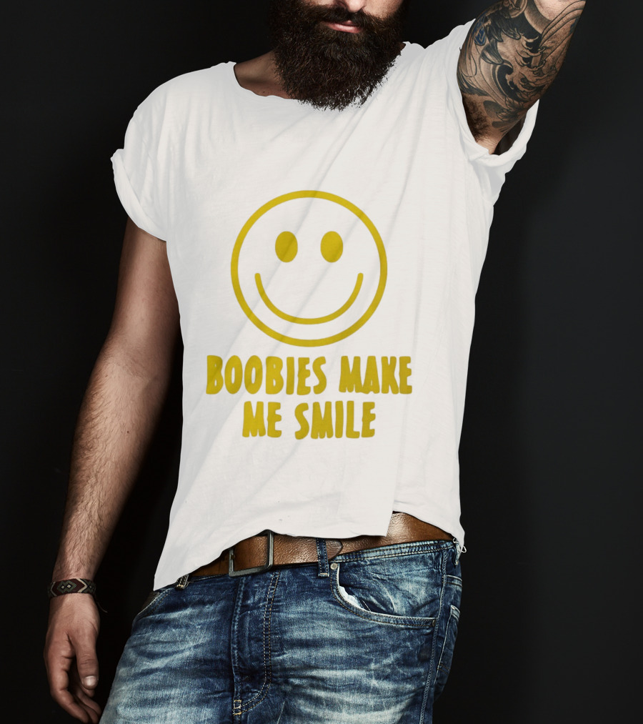 Boobies Make Me Smile Yellow Smiley Face T-Shirt