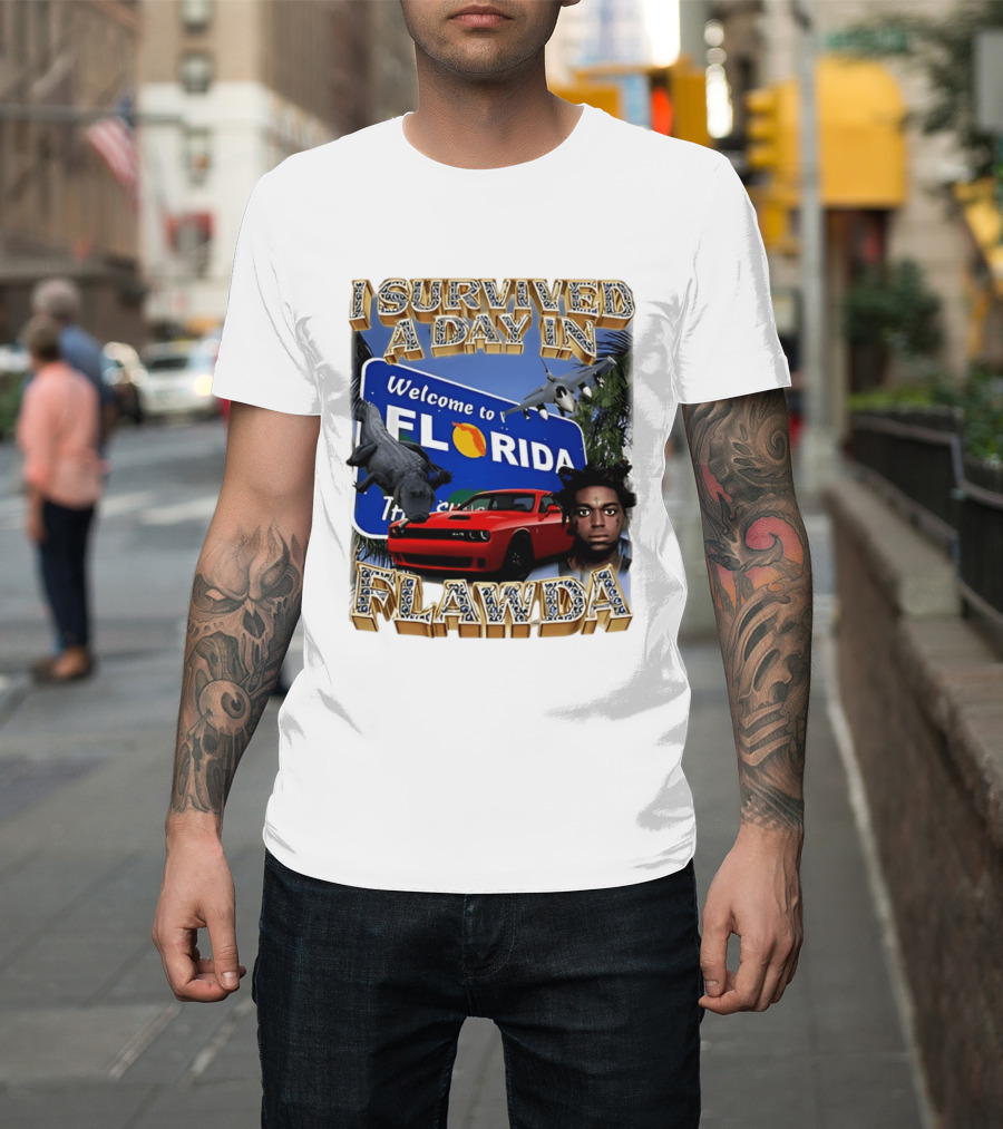 I Survived A Day In Flawda Welcome To Florida Dodge Jet Manatee Adventure T-Shirt