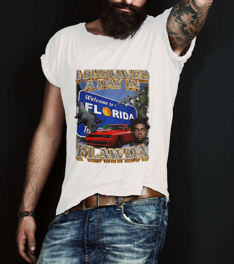 I Survived A Day In Flawda Welcome To Florida Dodge Jet Manatee Adventure T-Shirt