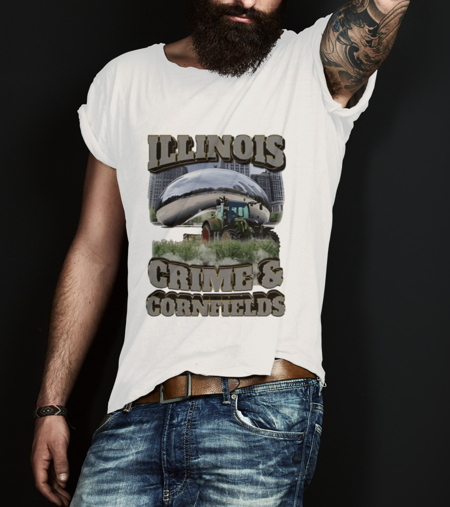 Illinois Crime & Cornfields Cloud Gate Tractor Scenery T-Shirt