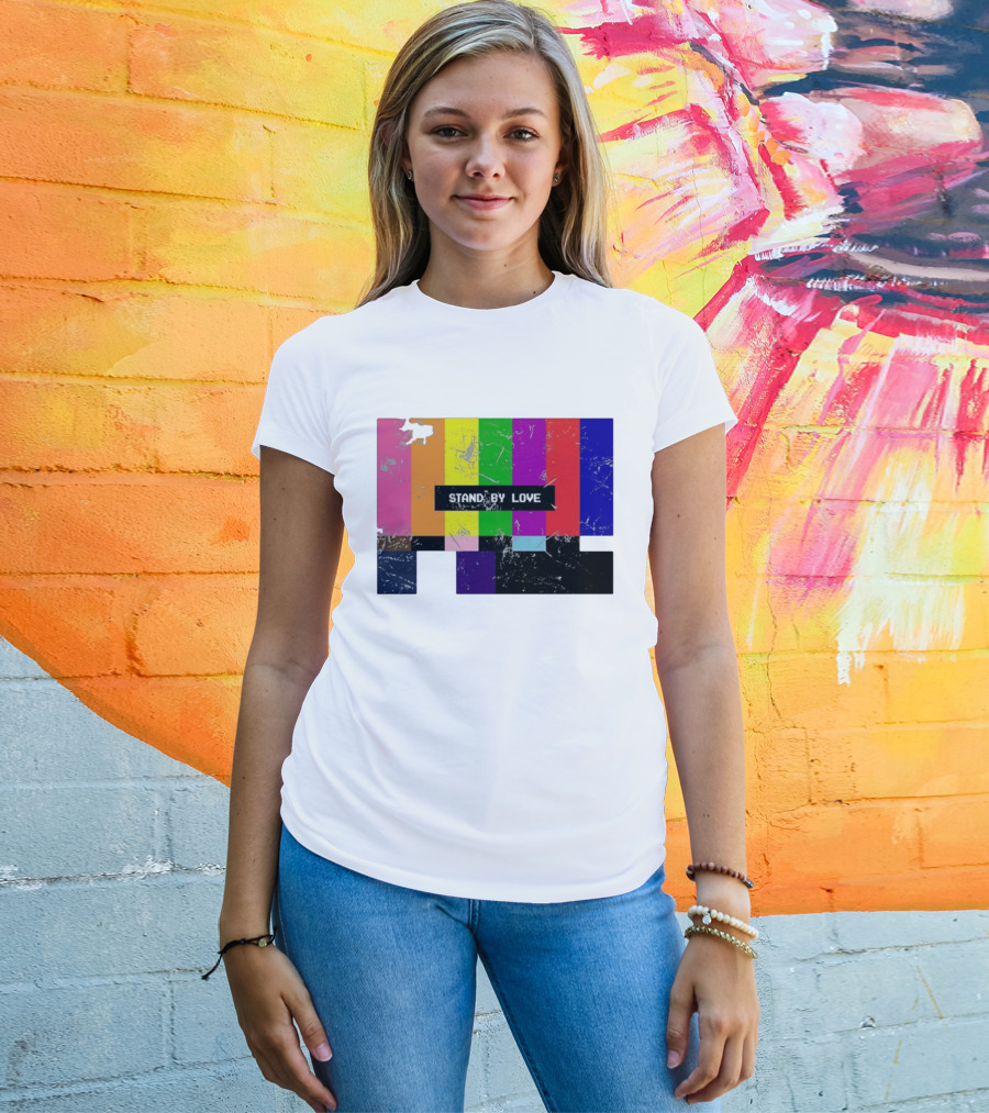 Stand By Love Retro TV Rainbow Pride Multicolor Lines T-Shirt
