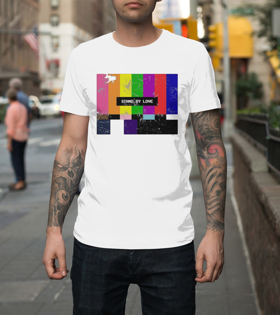 Stand By Love Retro TV Rainbow Pride Multicolor Lines T-Shirt
