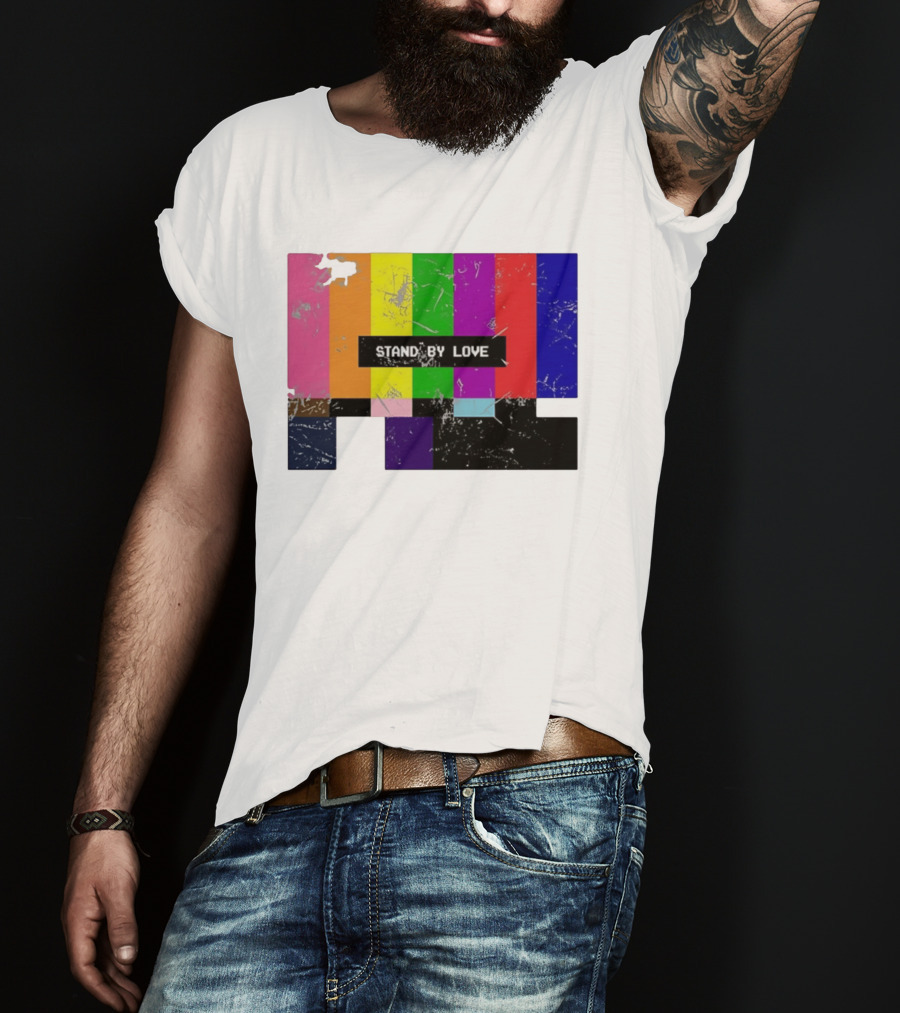 Stand By Love Retro TV Rainbow Pride Multicolor Lines T-Shirt