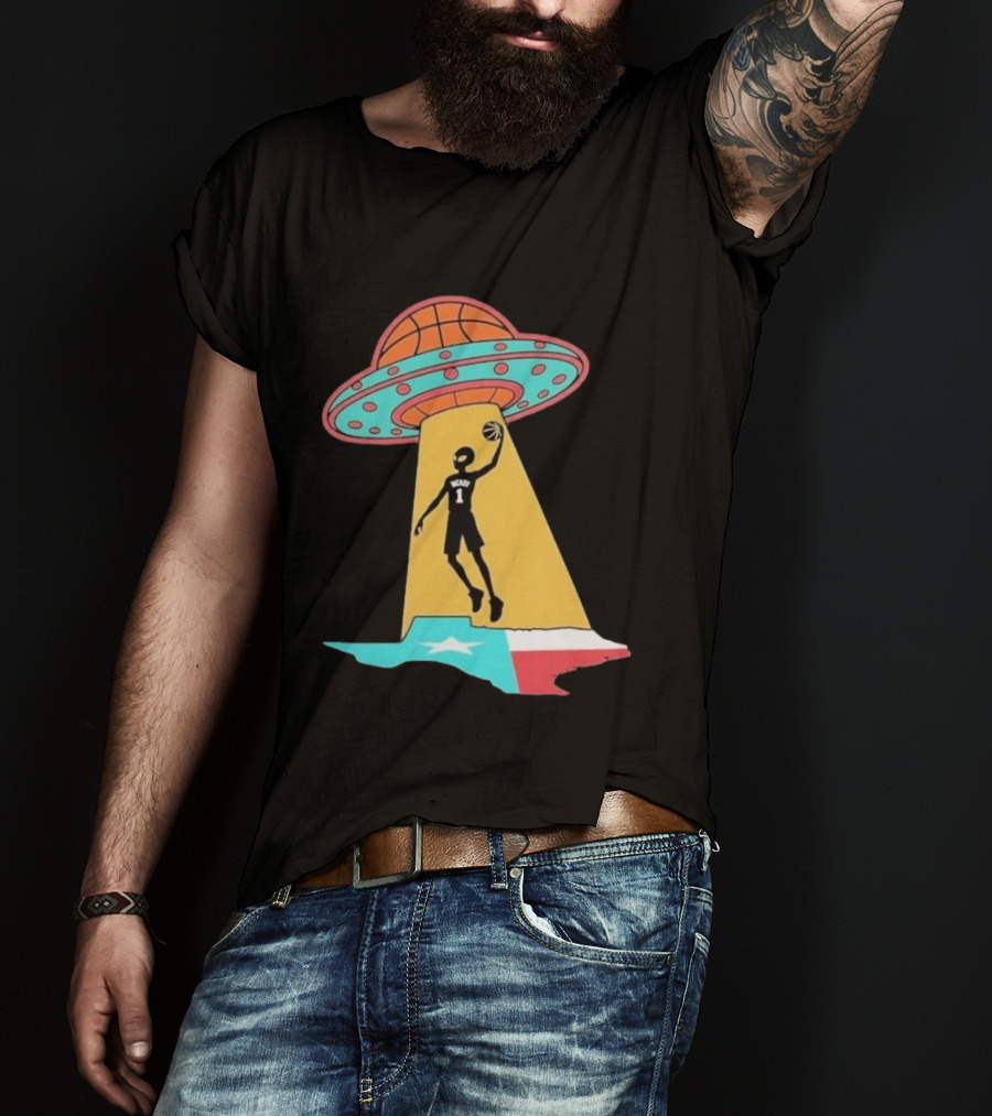 San Antonio Wemby The Alien Spurs Star UFO Basketball Texas T-Shirt