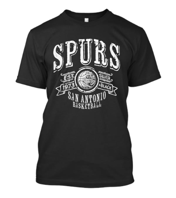 San Antonio Spurs Basketball Silver Black Est 1973 Go Spurs Go T-Shirt