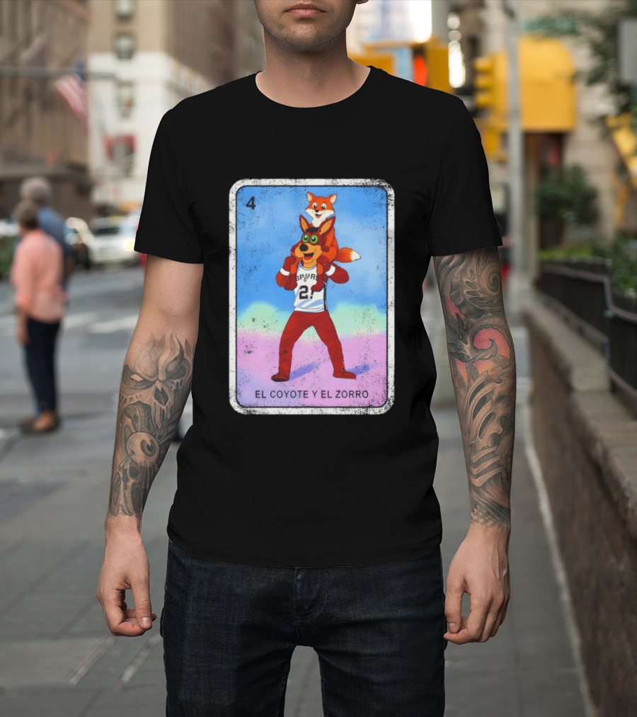 San Antonio Spurs Coyote El Zorro Lotería Card Number 4 T-Shirt