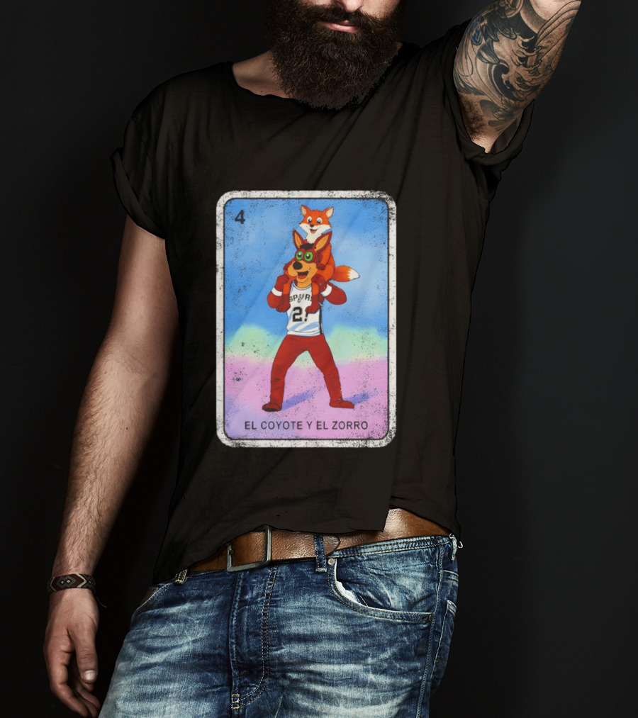 San Antonio Spurs Coyote El Zorro Lotería Card Number 4 T-Shirt
