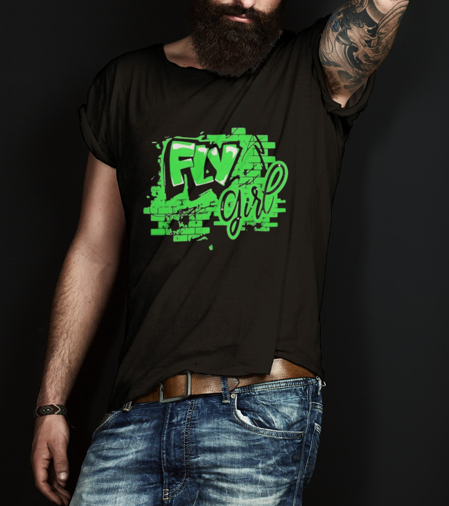 Fly Girl Graffiti Street Brick Wall T-Shirt