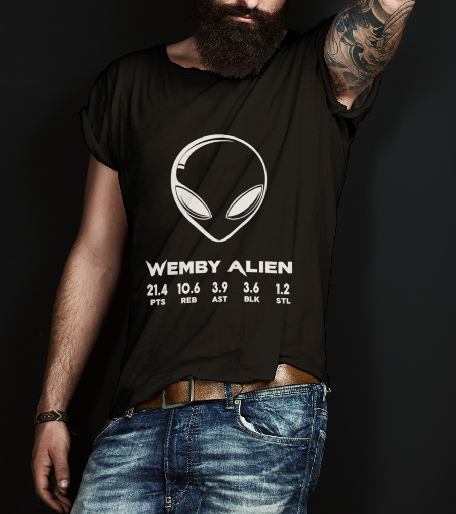 Wemby Alien 21.4 PTS 10.6 REB 3.9 AST 3.6 BLK 1.2 STL San Antonio Spurs T-Shirt