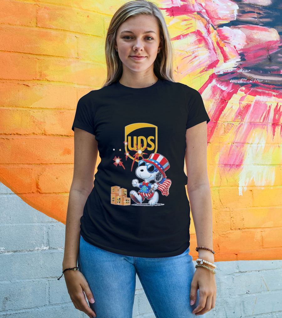 Patriotic Snoopy Independence Day UPS Packages American Flag Celebration T-Shirt