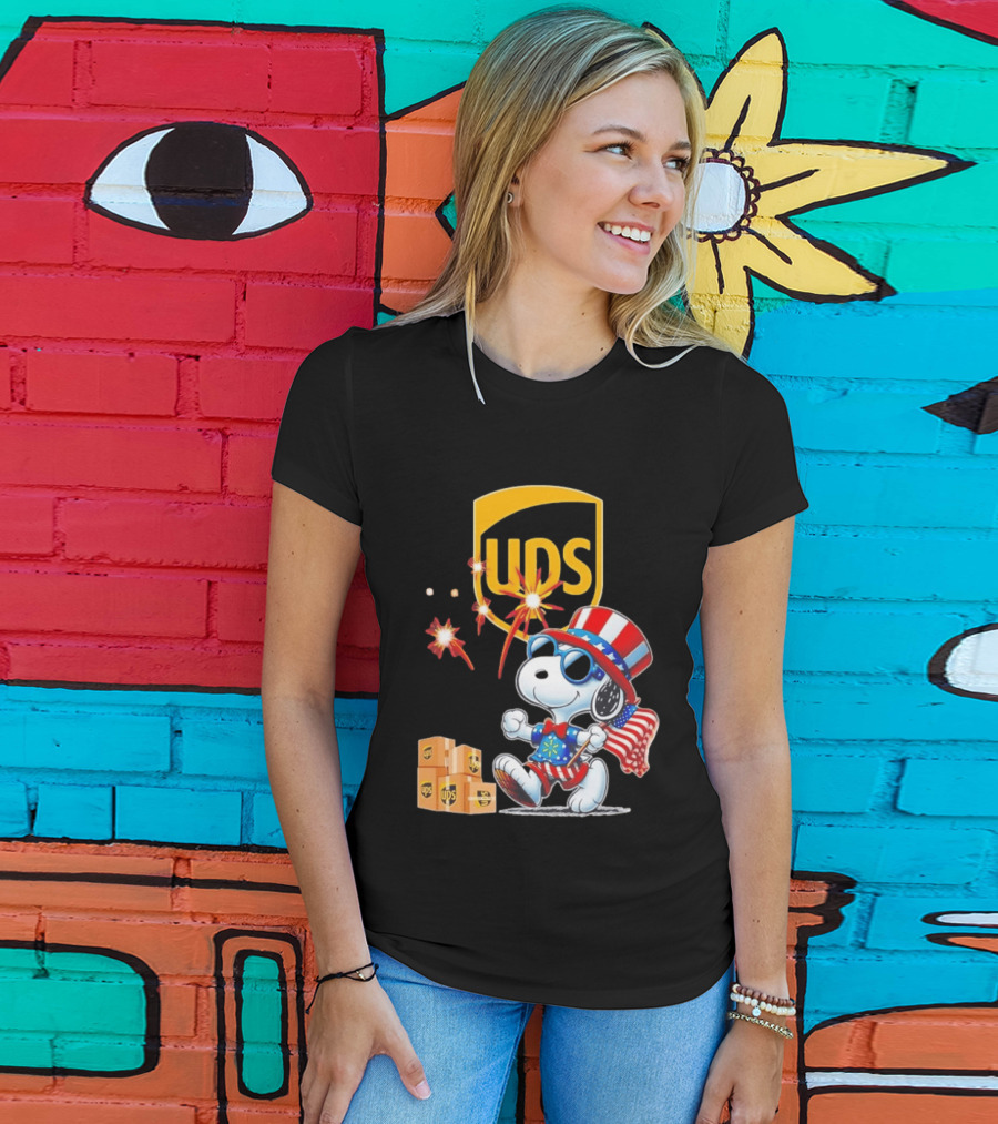 Patriotic Snoopy Independence Day UPS Packages American Flag Celebration T-Shirt