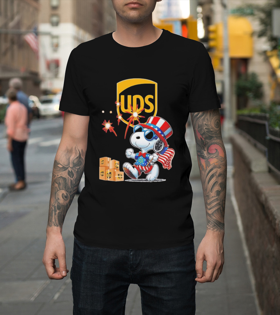 Patriotic Snoopy Independence Day UPS Packages American Flag Celebration T-Shirt