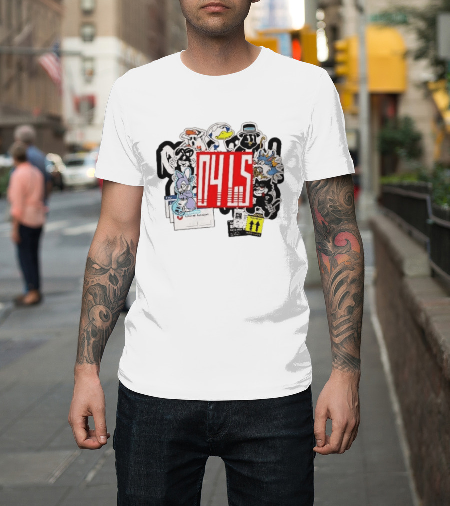 04LS Cartoon Characters Sticker Collection Bunny Cat Duck T-Shirt