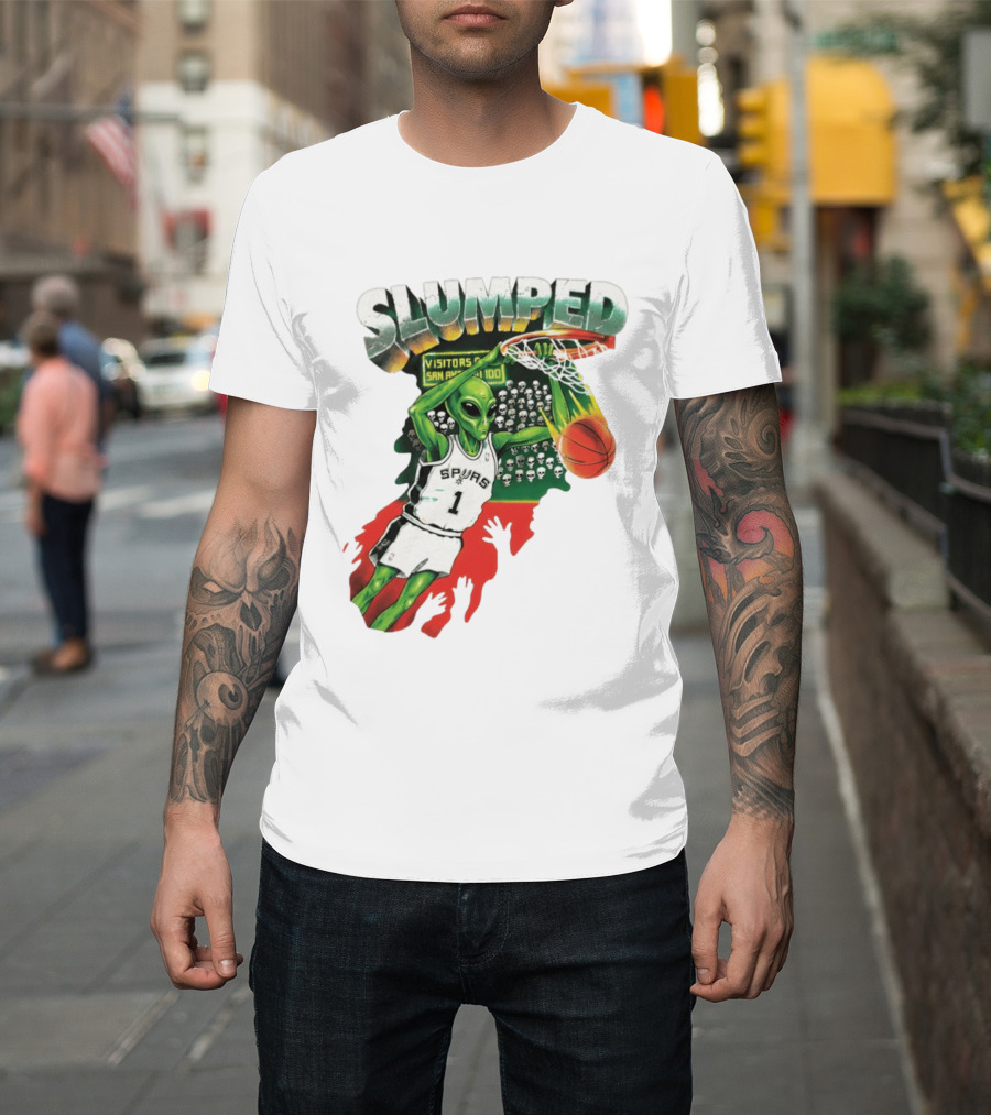 Slumped Alien Basketball Dunk Spurs Number 1 Visitors San Antonio 100 T-Shirt