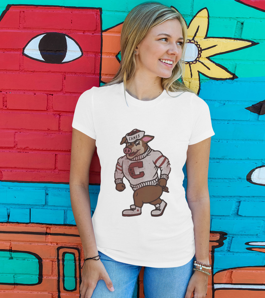 Carolina Hurricanes Canes Pig Hockey Cartoon Character Sweater T-Shirt