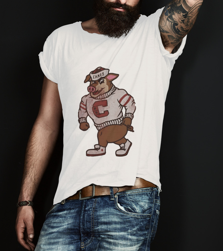 Carolina Hurricanes Canes Pig Hockey Cartoon Character Sweater T-Shirt
