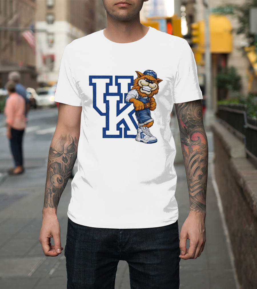Kentucky Wildcats UK Mascot In Overalls Sneakers Athletics Basketball T-Shirt