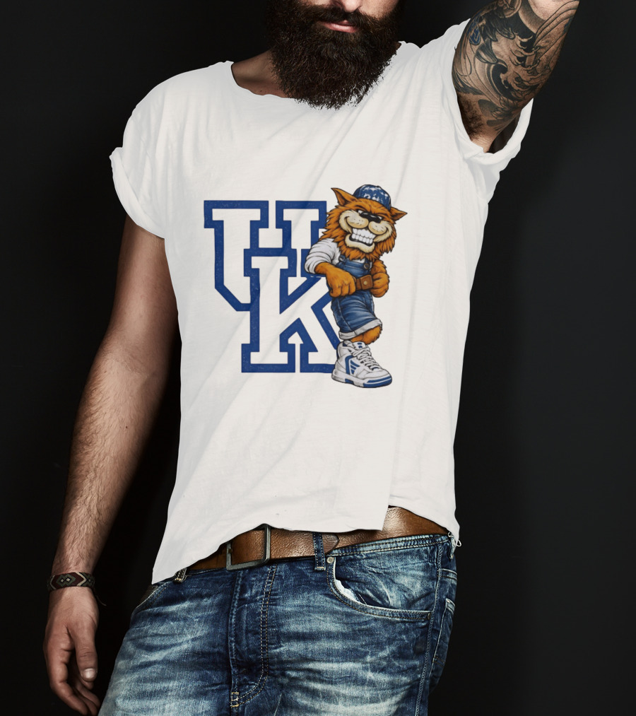 Kentucky Wildcats UK Mascot In Overalls Sneakers Athletics Basketball T-Shirt