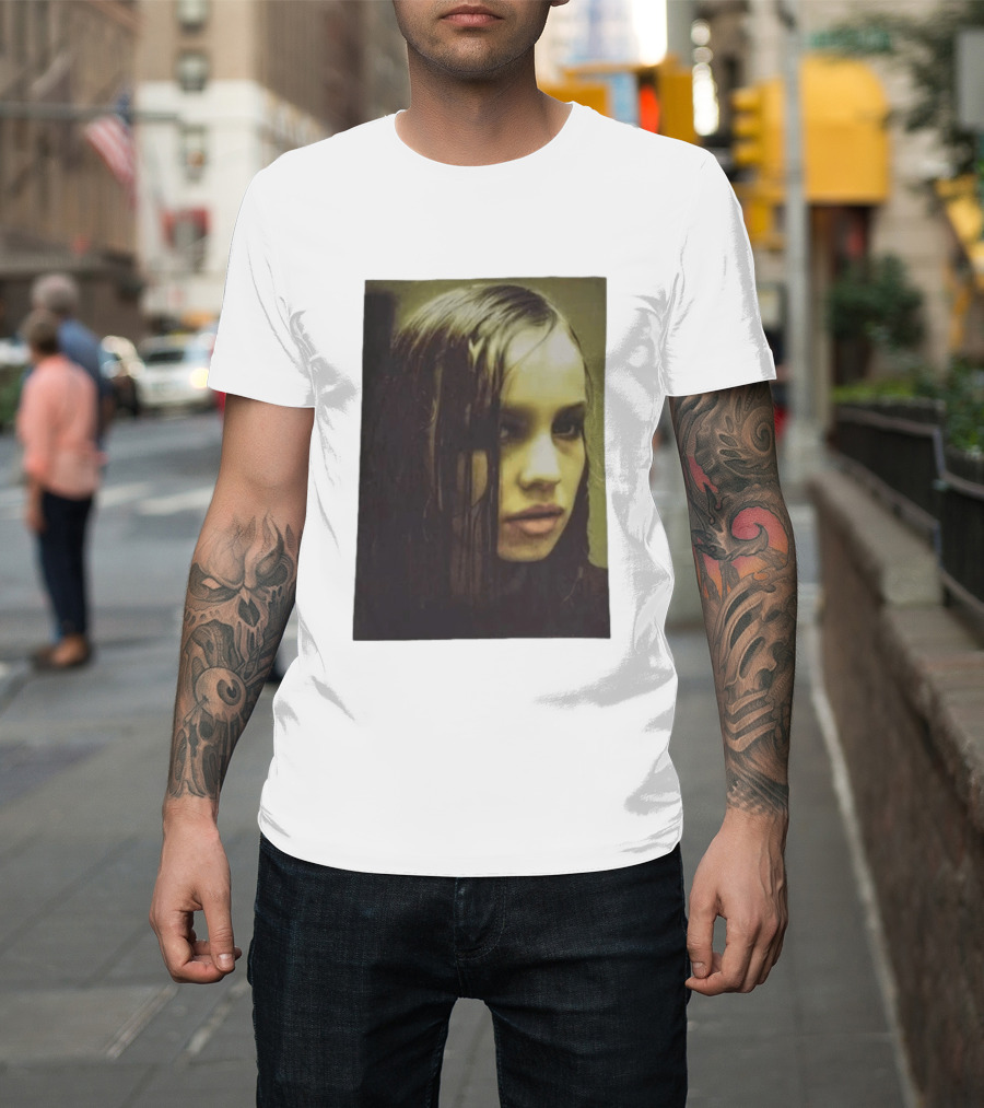Raf Simons FW18 Christiane F Wet Hair Portrait Fashion T-Shirt