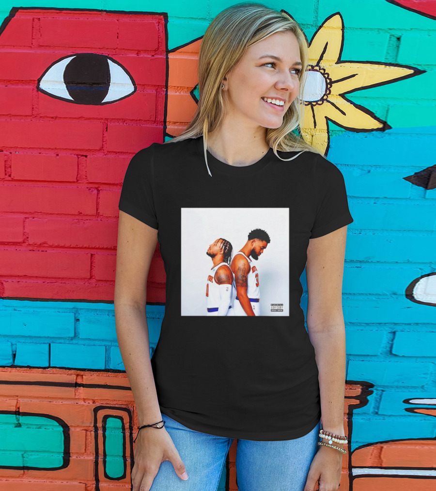 Knicks Basketball Players Brunson Towns Parental Advisory Album Cover T-Shirt