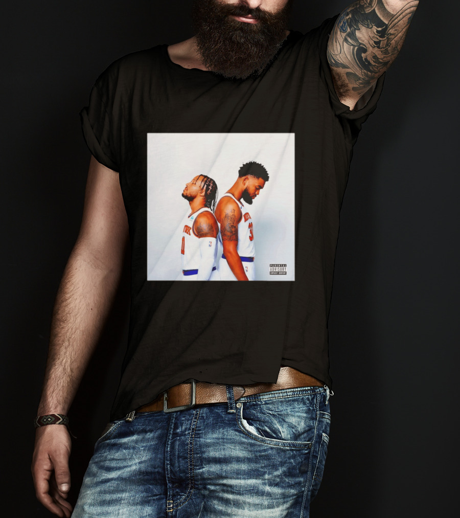 Knicks Basketball Players Brunson Towns Parental Advisory Album Cover T-Shirt